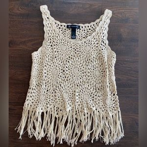 INC Crocheted fringe tank top